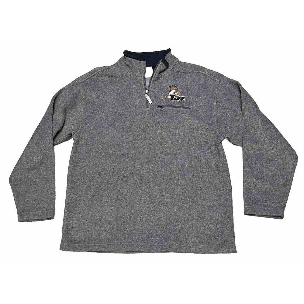Vintage 1999 Warner Bros. Taz Tasmanian Devil Fleece 1/4 Zip Sweater Mens Medium